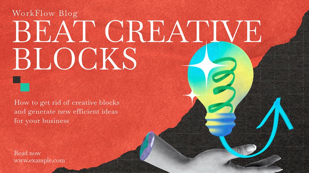 Creative blocks blog banner template, editable text & design