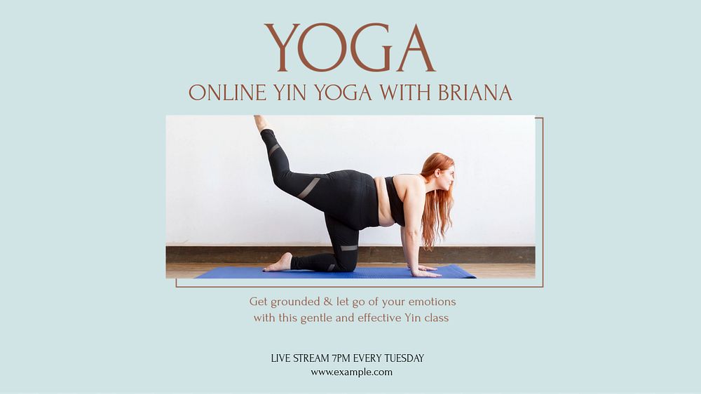 Online yoga class blog banner template, editable design