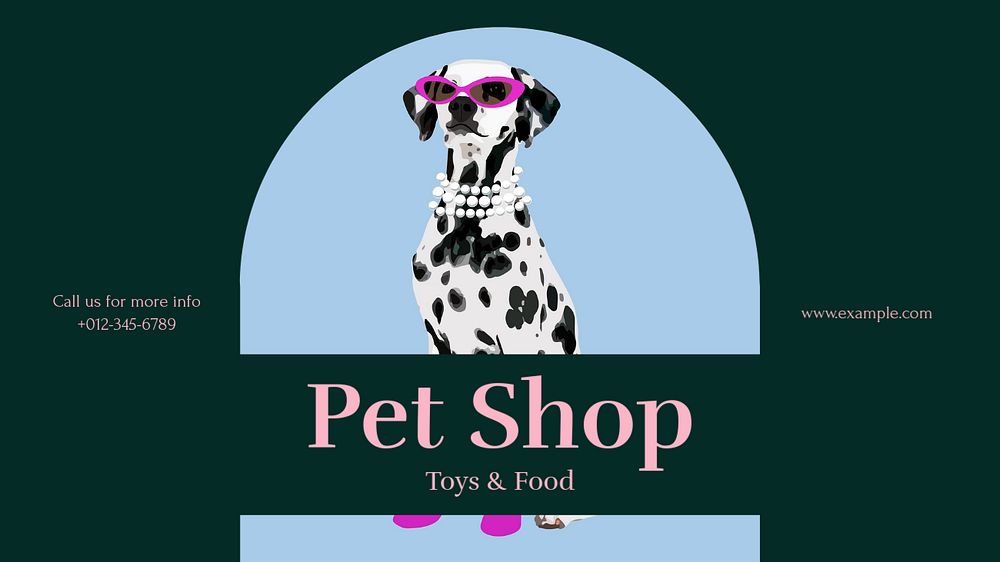 Pet shop blog banner template, editable text