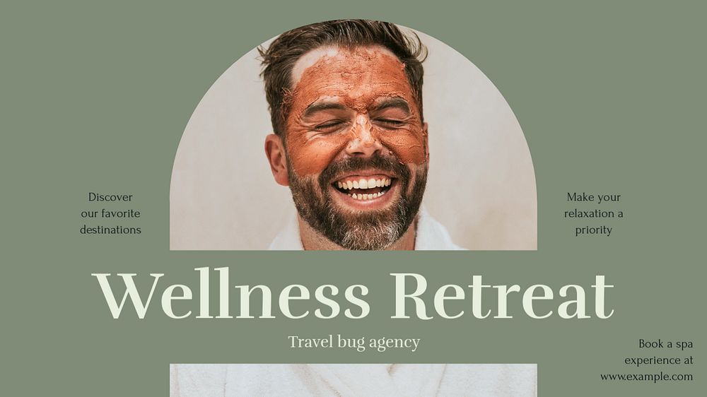 Wellness retreat blog banner template, editable text