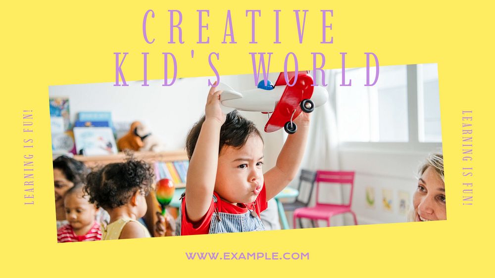 Creative kid blog banner template, editable text & design