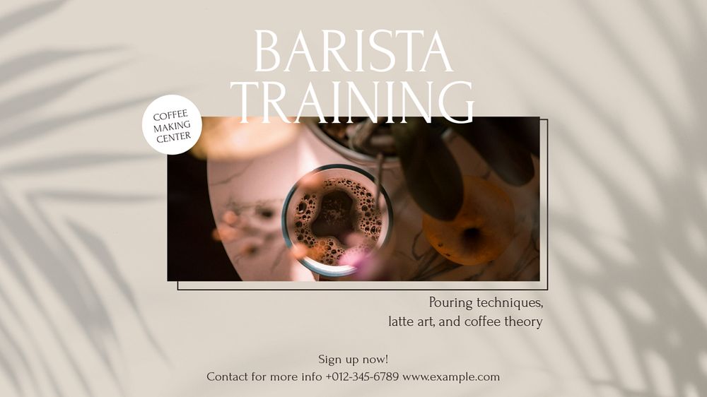 Barista training blog banner template, editable design