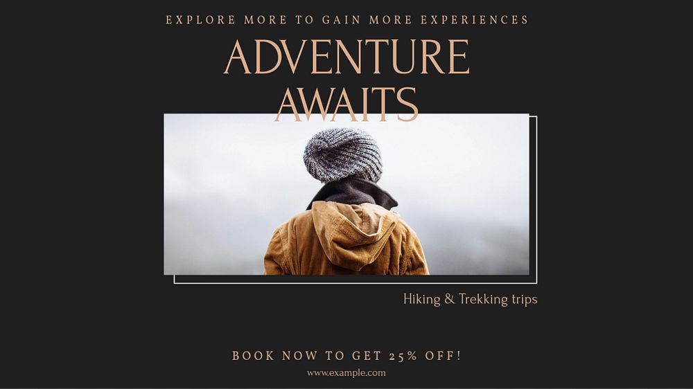 Hiking trips blog banner template, editable design