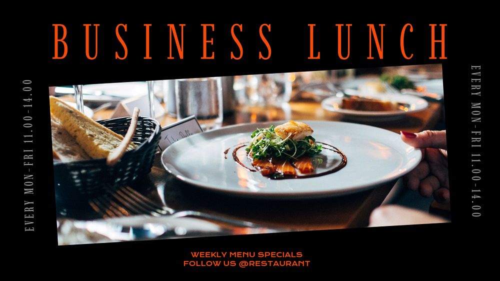 Business lunch blog banner template, editable text & design