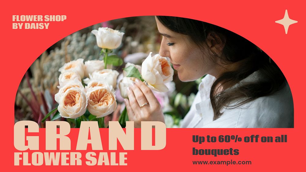 Florist sale blog banner template, editable text & design