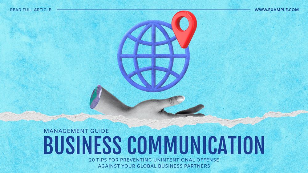 Business communication blog banner template, editable text & design