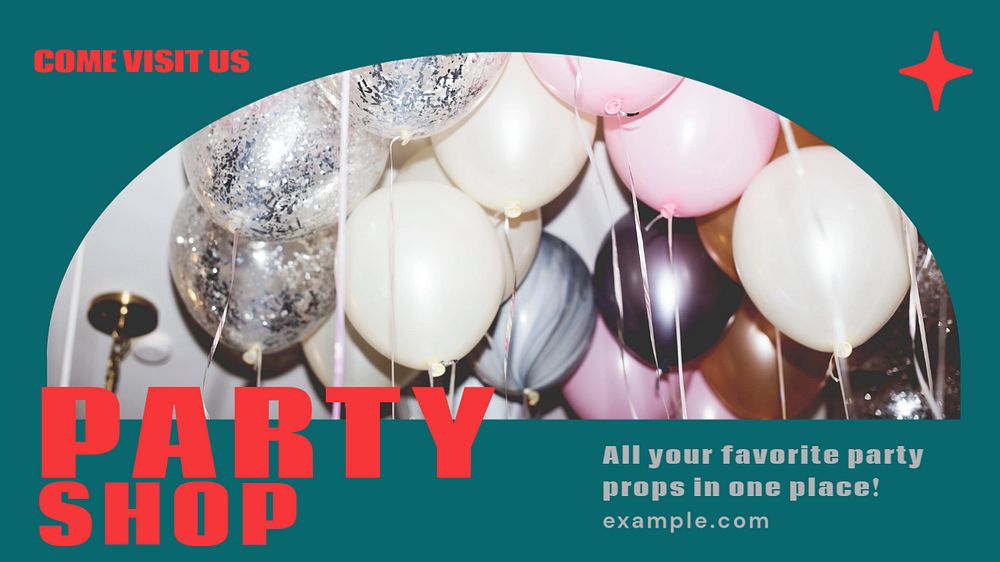 Party shop blog banner template, editable text & design