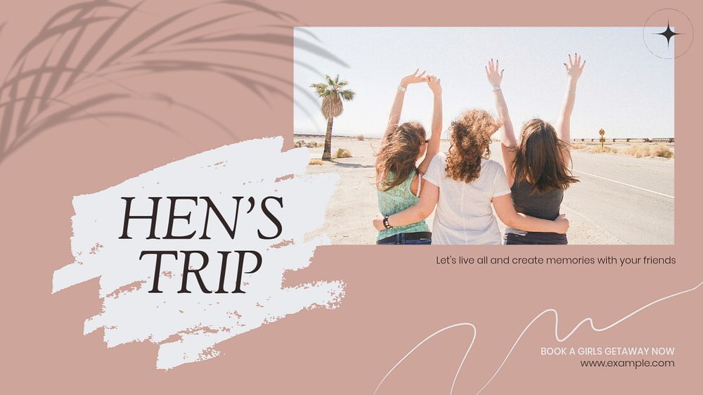 Hen's trip blog banner template, editable text