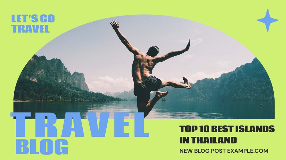 Travel blog blog banner template, editable text & design