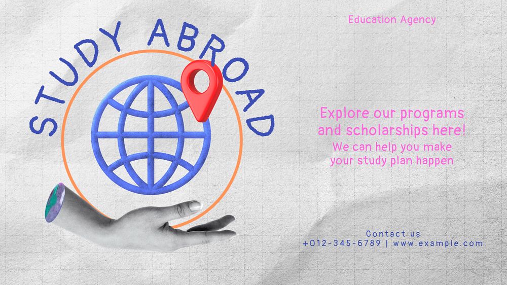 Study abroad blog banner template, editable text & design