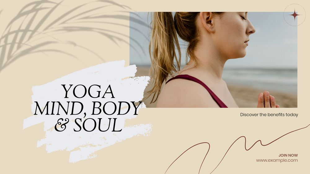 Yoga class blog banner template, editable text