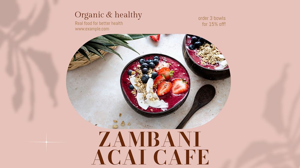 Acai cafe blog banner template, editable design