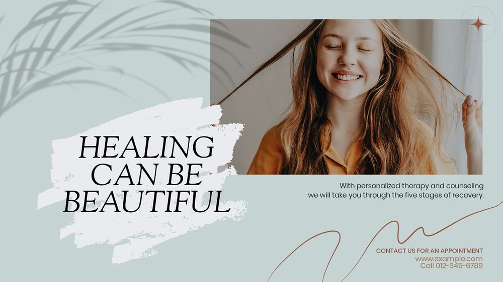 Healing and recovery blog banner template, editable text