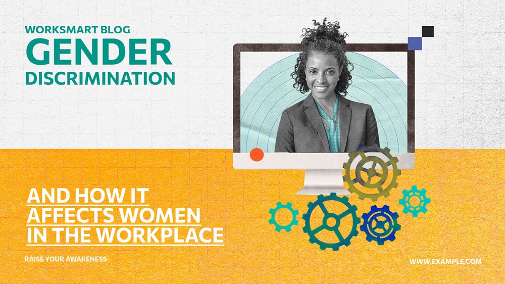 Gender discrimination blog banner template, editable text & design