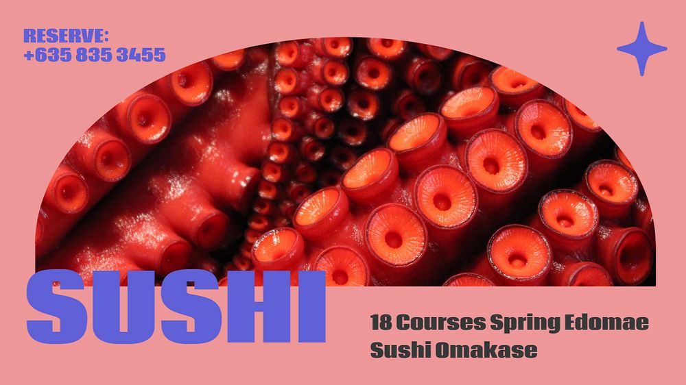 Sushi omakase blog banner template, editable text & design