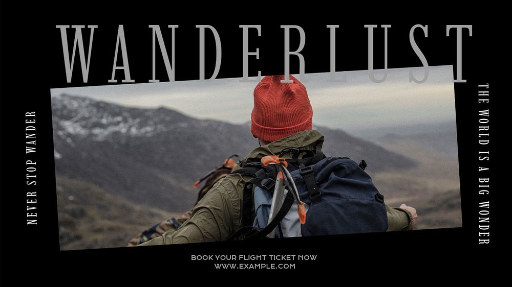 Wanderlust blog banner template, editable text & design