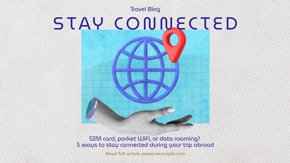 Stay connected blog banner template, editable text & design