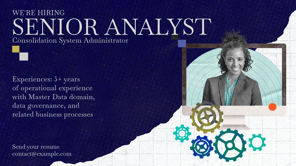 Senior analyst blog banner template, editable text & design