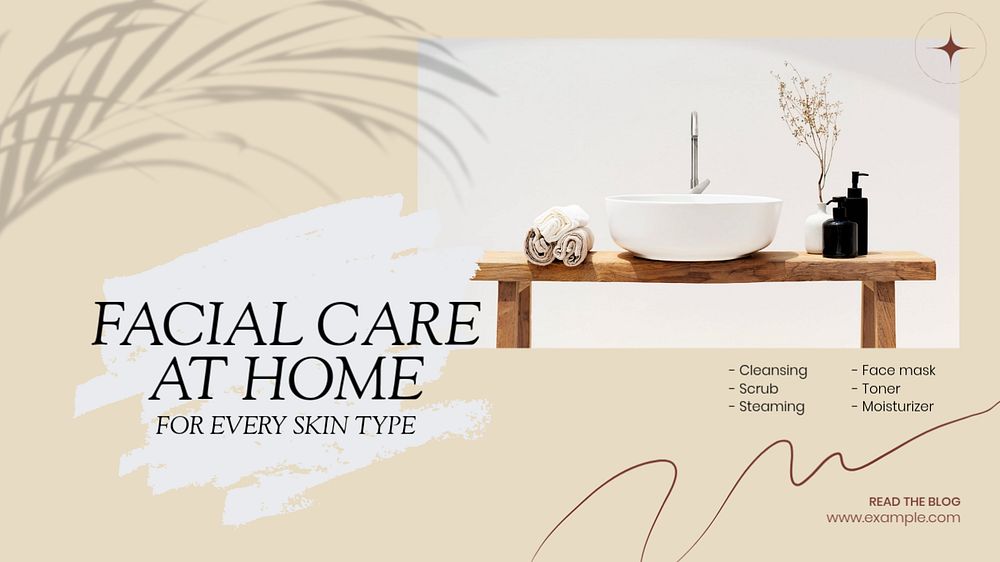 Facial care blog banner template, editable text