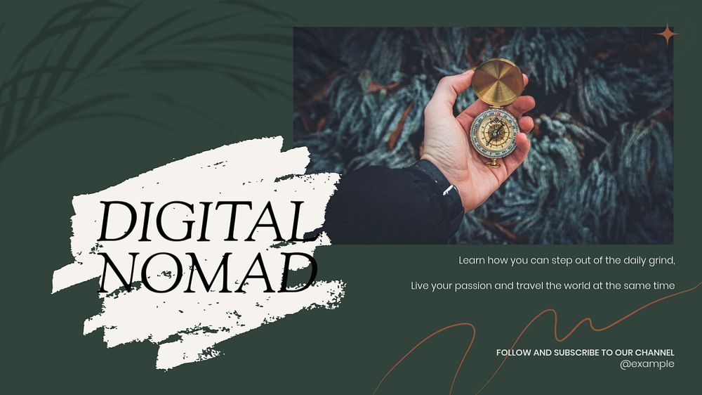 Digital nomad blog banner template, editable text