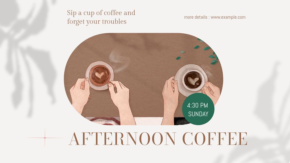 Afternoon coffee blog banner template, editable design