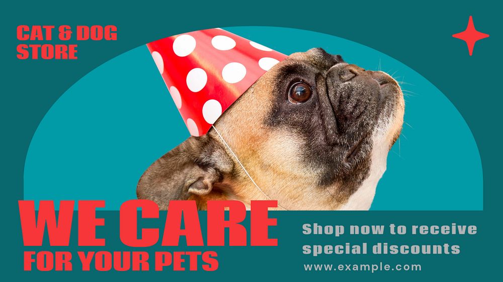 Pet store blog banner template, editable text & design