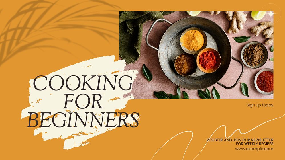 Cooking for beginners blog banner template, editable text