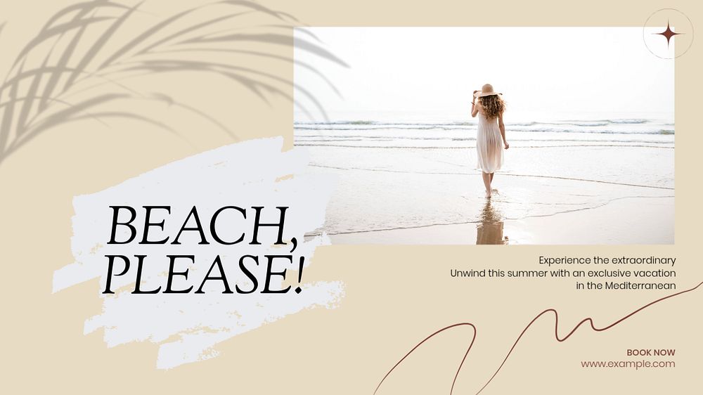 Beach please blog banner template, editable text