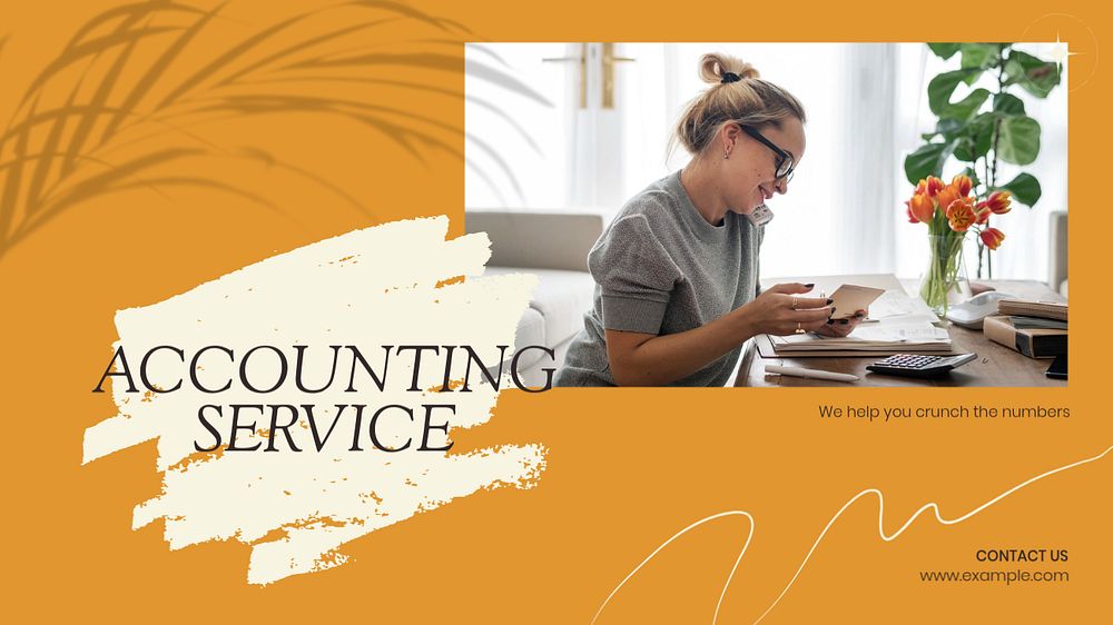 Accounting services blog banner template, editable text