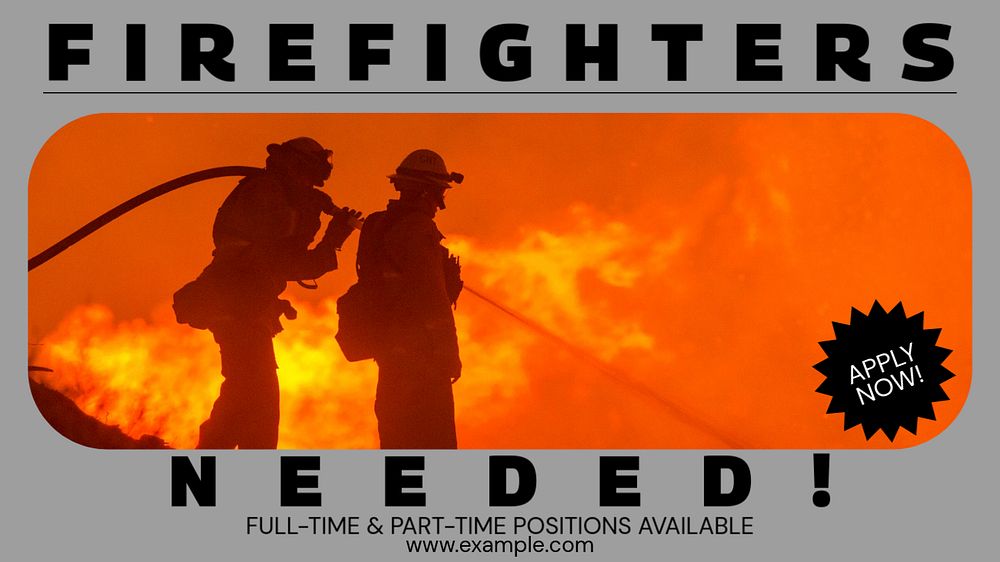 Firefighter job blog banner template, editable text & design