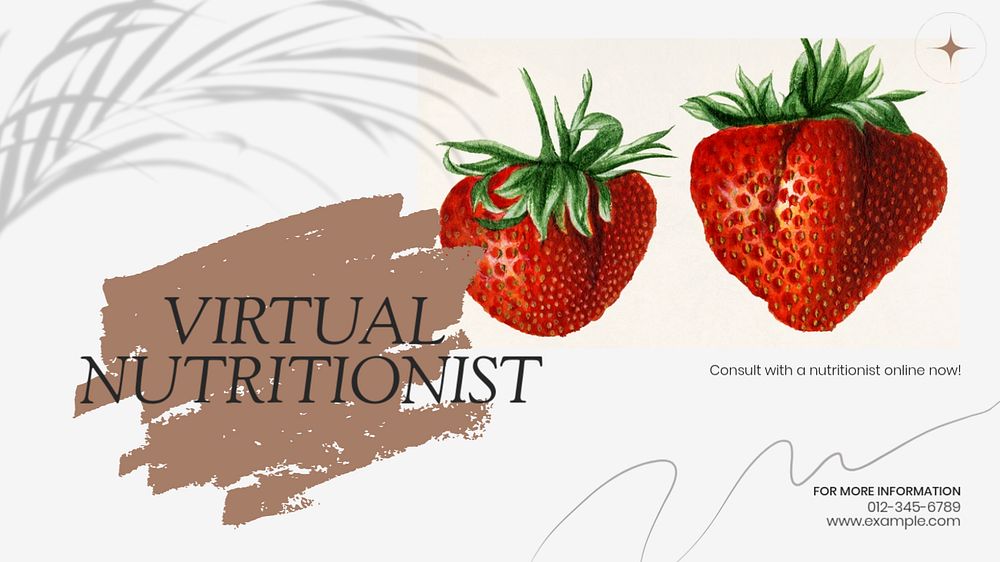 Virtual nutritionist blog banner template, editable text