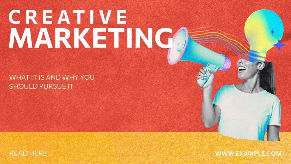 Creative marketing blog banner template, editable text & design