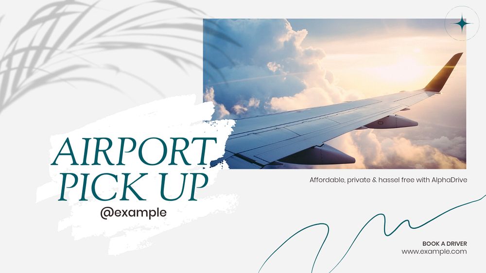 Airport pick up blog banner template, editable text