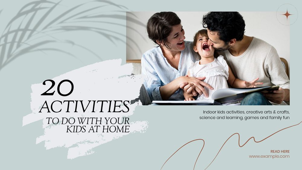 Kids activities blog banner template, editable text