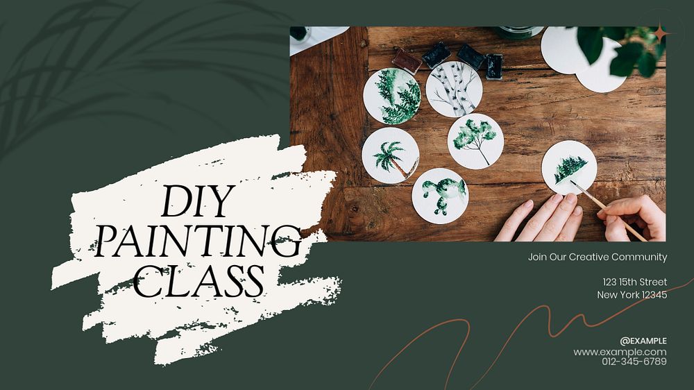 DIY paint class blog banner template, editable text