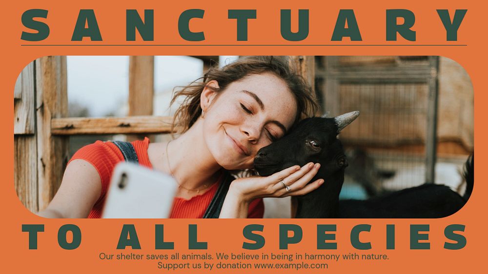 Animal sanctuary blog banner template, editable text & design