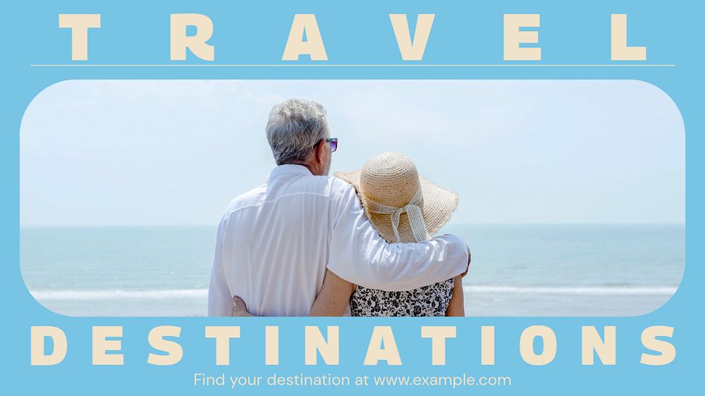 Travel destinations blog banner template, editable text & design