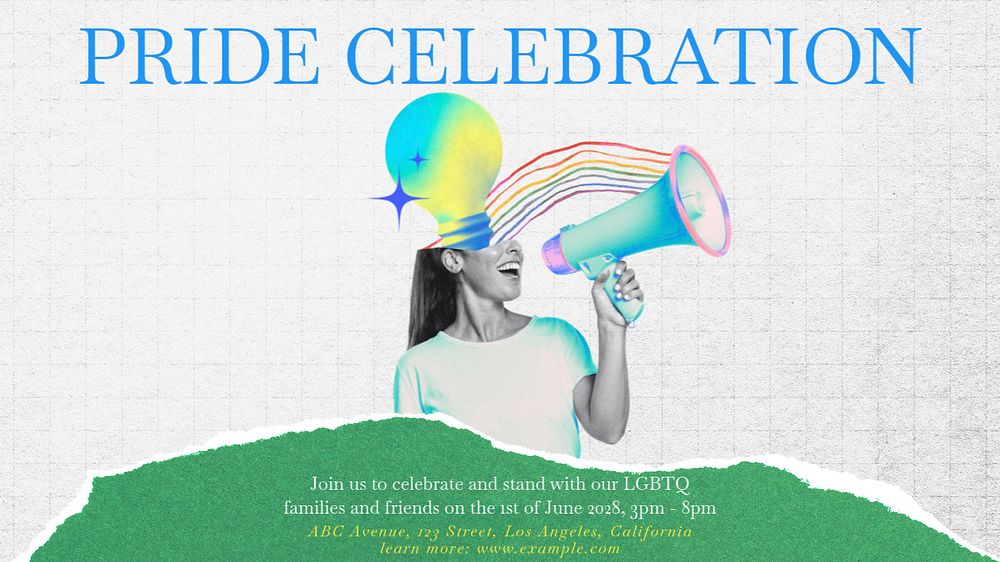 Pride month celebration blog banner template, editable text & design