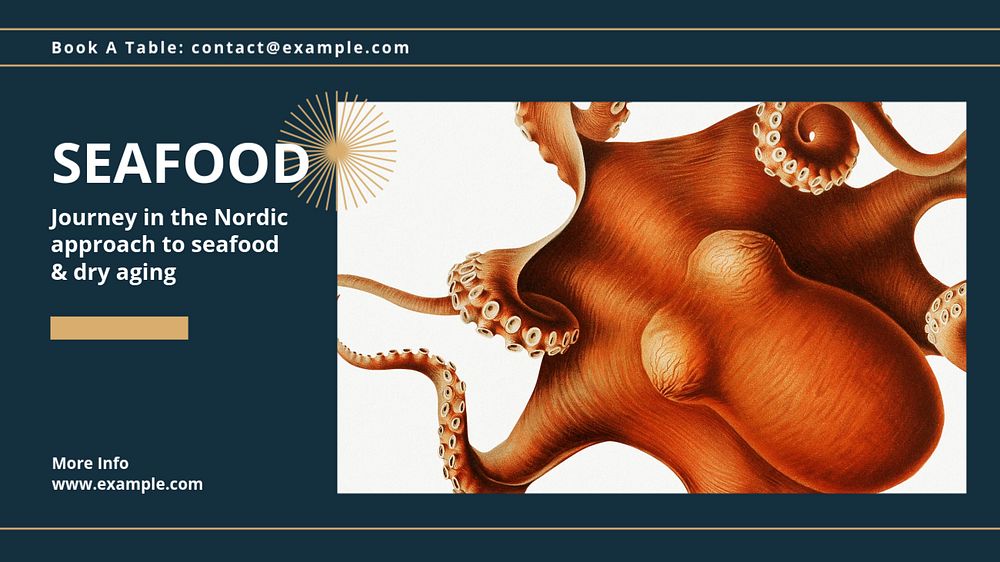 Seafood restaurant blog banner template, editable text