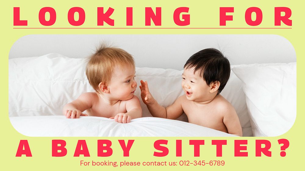 Baby sitter ad blog banner template, editable text & design