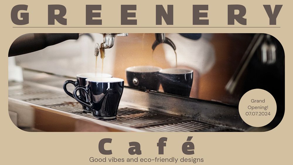 Green cafe blog banner template, editable text & design