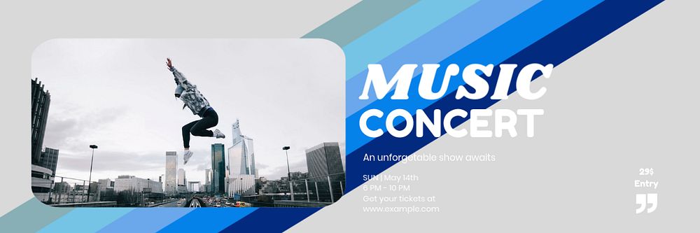 Music concert email header template, editable text & design