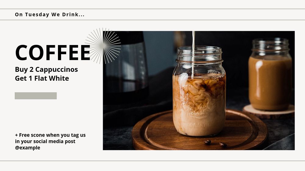 Coffee shop Facebook cover template, editable design