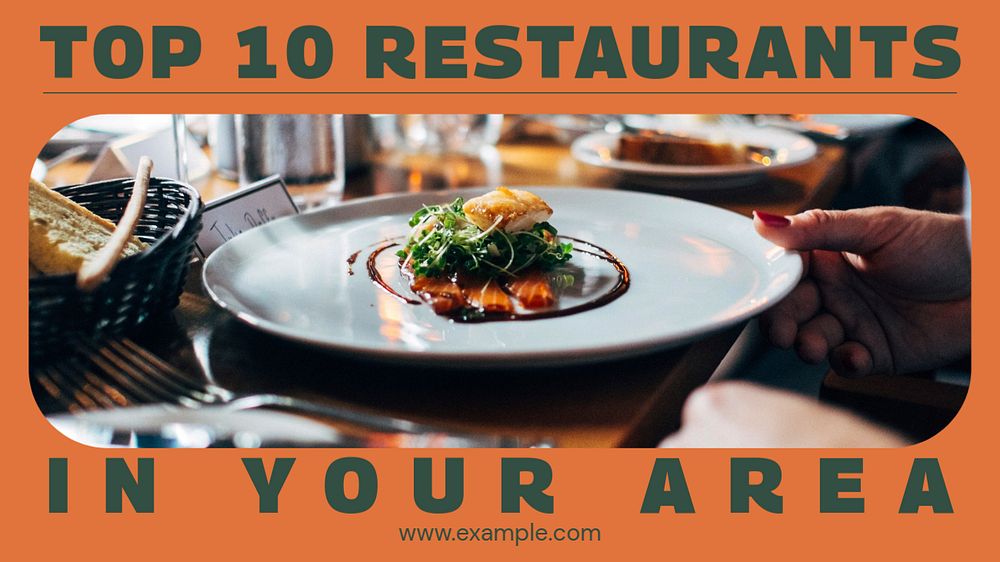 Top 10 restaurant blog banner template, editable text & design