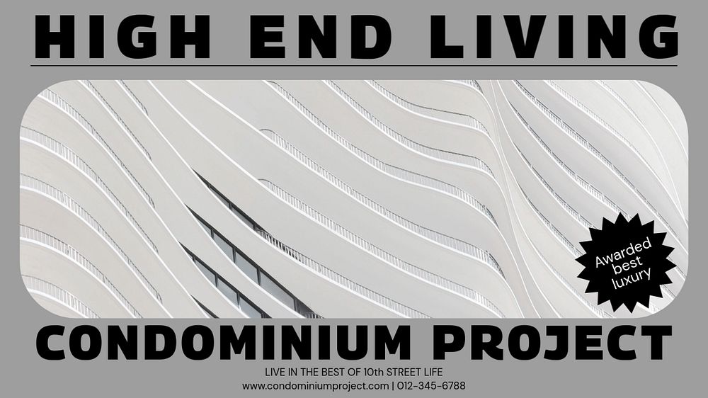 Condominium project blog banner template, editable text & design