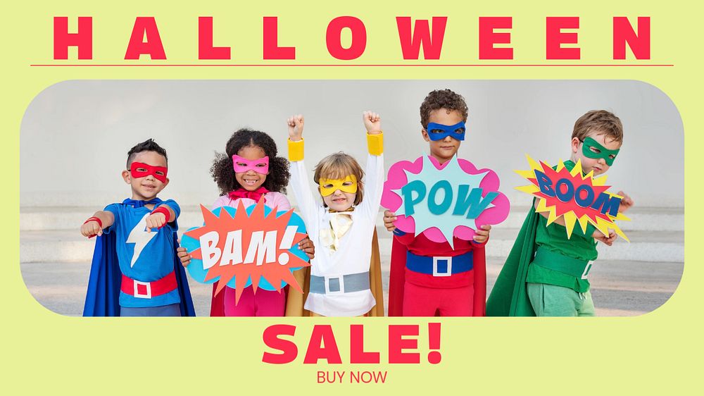 Halloween sale blog banner template, editable text & design