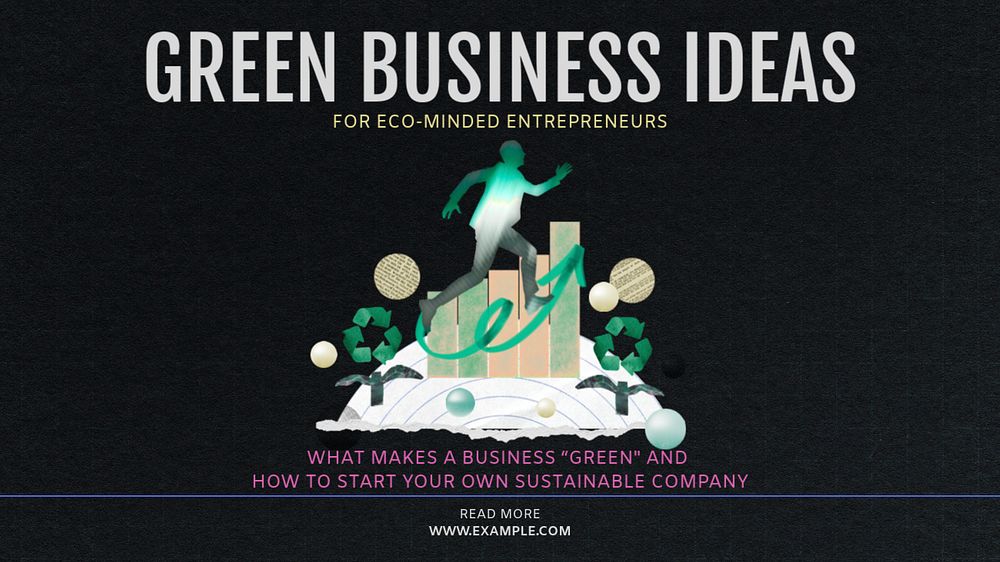 Green business blog banner template, editable text & design