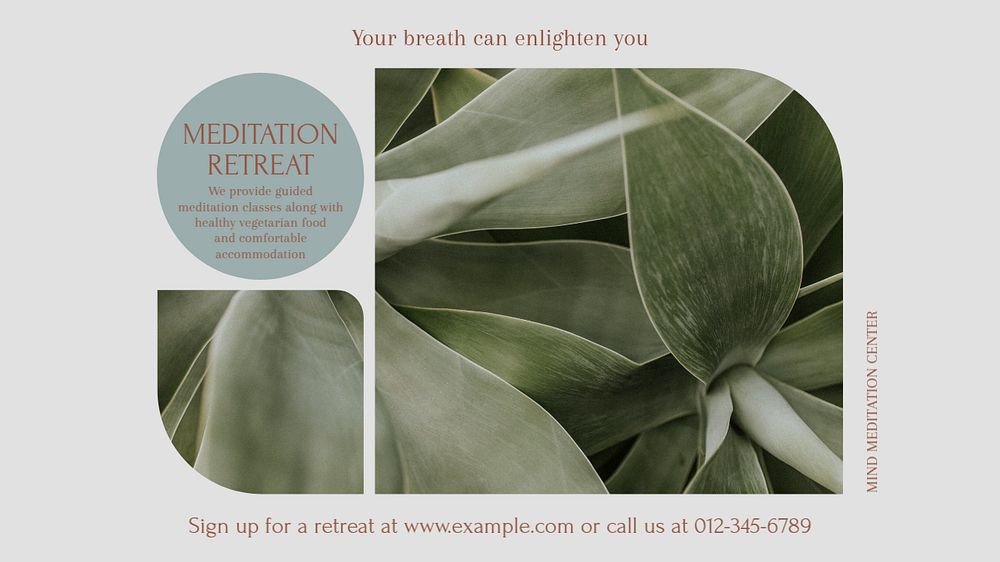 Meditation retreat blog banner template, editable design