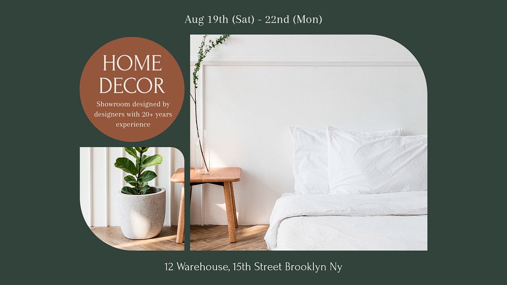 Home decor blog banner template, editable design