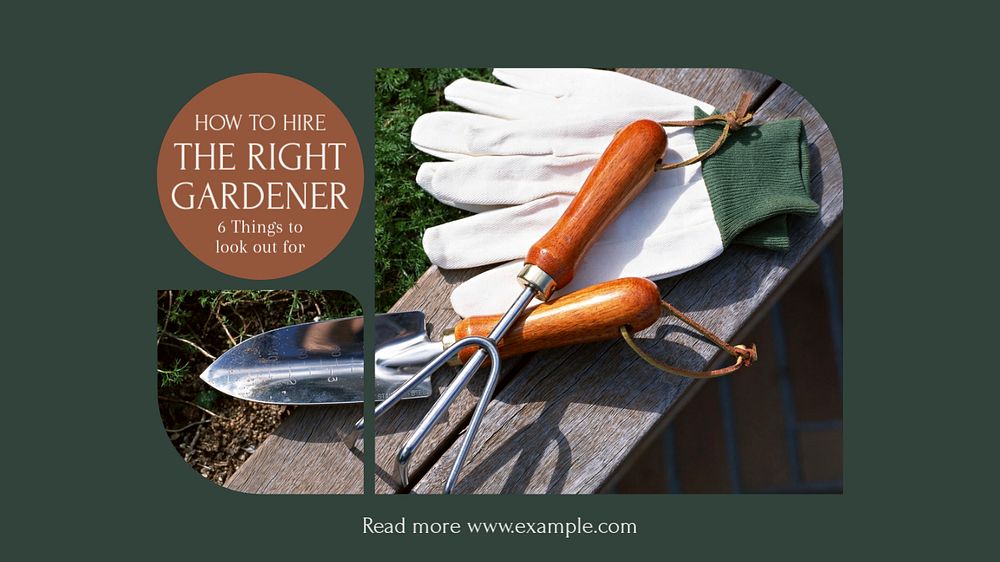 Gardener hiring blog banner template, editable design